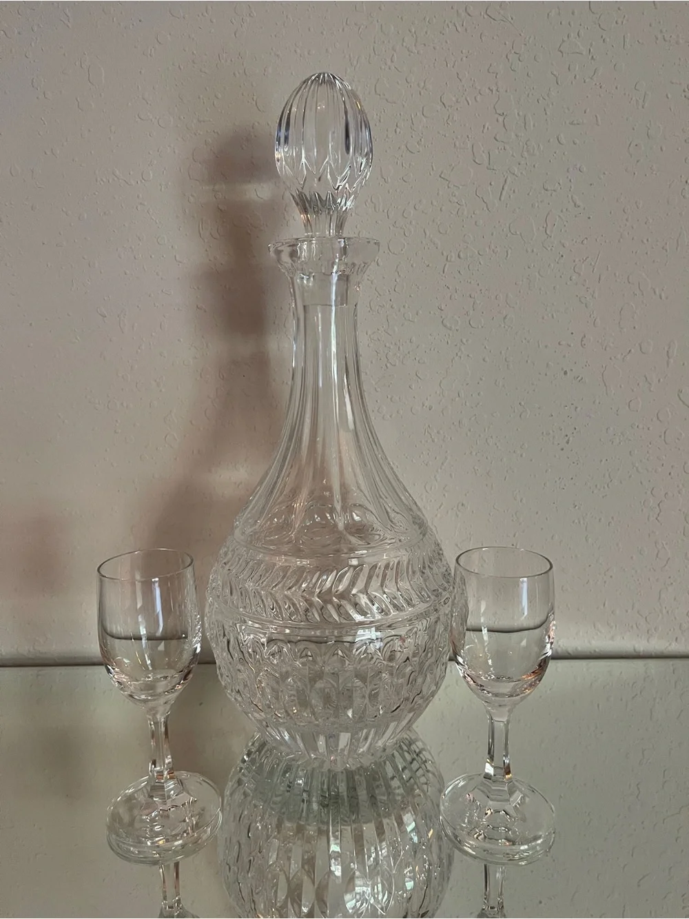 Glass Crystal Decanter Set with Two Glasses